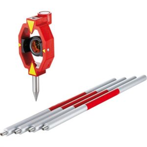 Leica Style Mini Prism,  Offset :  0 mm , Prism Diameter : ? 25.4 mm. With Mini Pole.